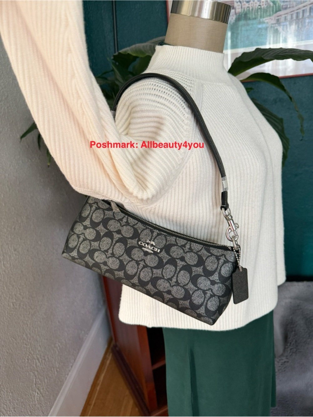 NWT - COACH Charlotte Shoulder Bag In Signature Canvas - Silver/Gunmetal Multi